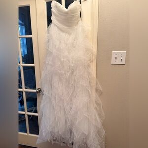 Elegant White Ruffled Wedding Dress